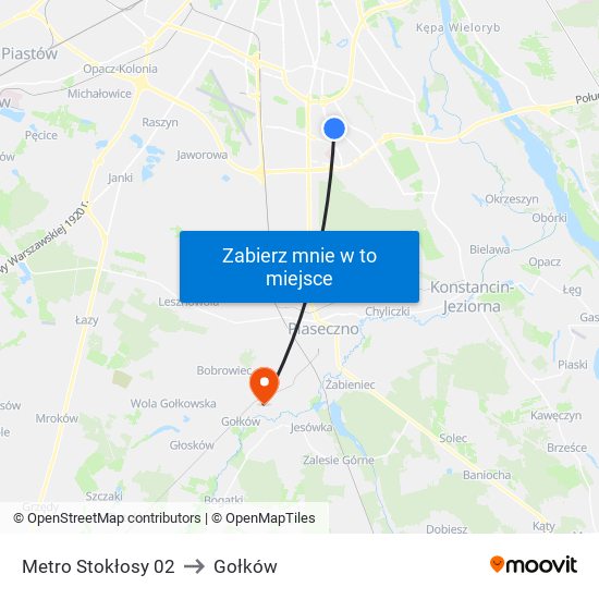 Metro Stokłosy to Gołków map