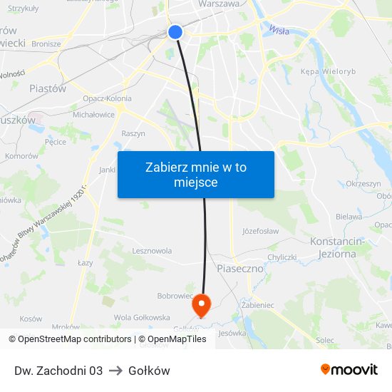 Dw. Zachodni to Gołków map