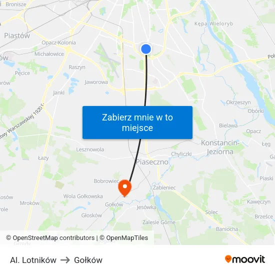 Al. Lotników to Gołków map