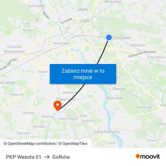 PKP Wesoła to Gołków map