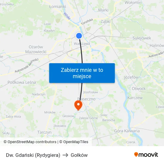 Dw. Gdański (Rydygiera) to Gołków map