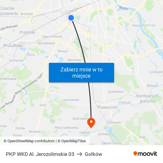 PKP WKD Al. Jerozolimskie 03 to Gołków map