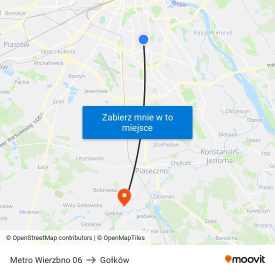 Metro Wierzbno 06 to Gołków map