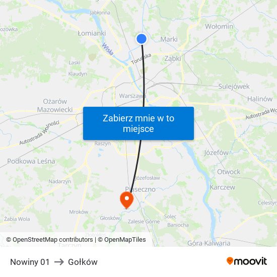 Nowiny 01 to Gołków map