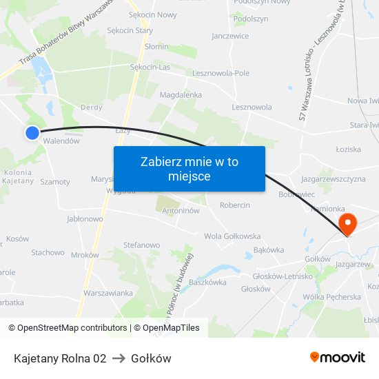 Kajetany Rolna to Gołków map