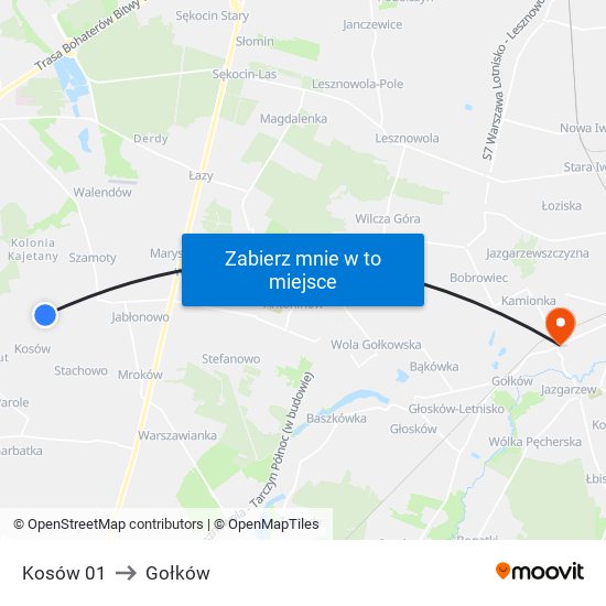 Kosów 01 to Gołków map