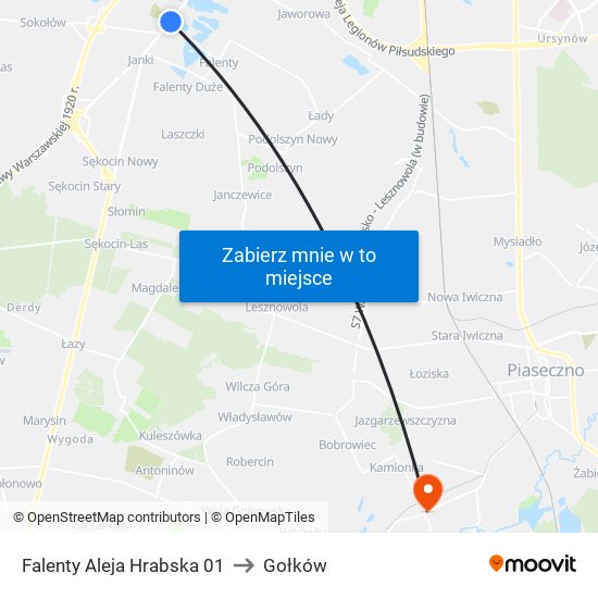 Falenty Aleja Hrabska to Gołków map