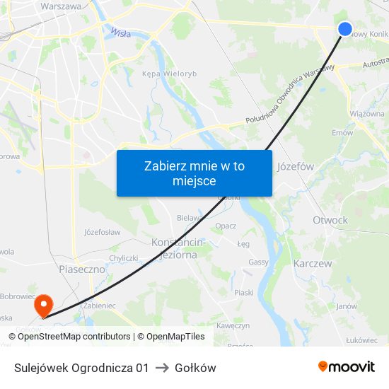 Sulejówek Ogrodnicza 01 to Gołków map