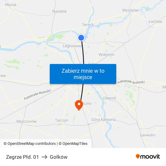 Zegrze Płd. to Gołków map