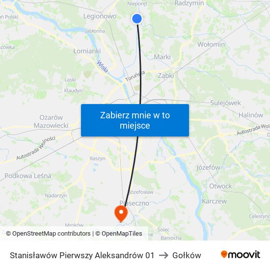 Stanisławów Pierwszy Aleksandrów to Gołków map