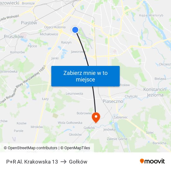 P+R Al. Krakowska 13 to Gołków map