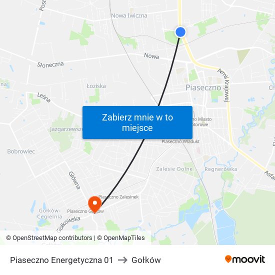 Piaseczno Energetyczna 01 to Gołków map