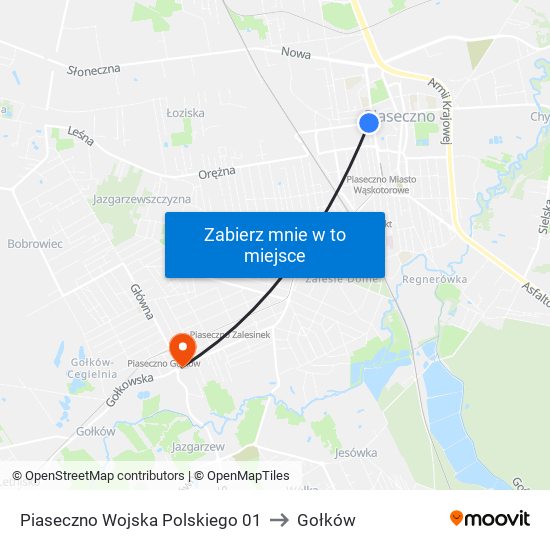 Piaseczno Wojska Polskiego 01 to Gołków map