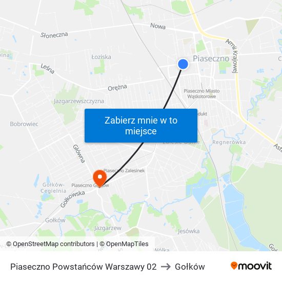 Piaseczno Powstańców Warszawy 02 to Gołków map