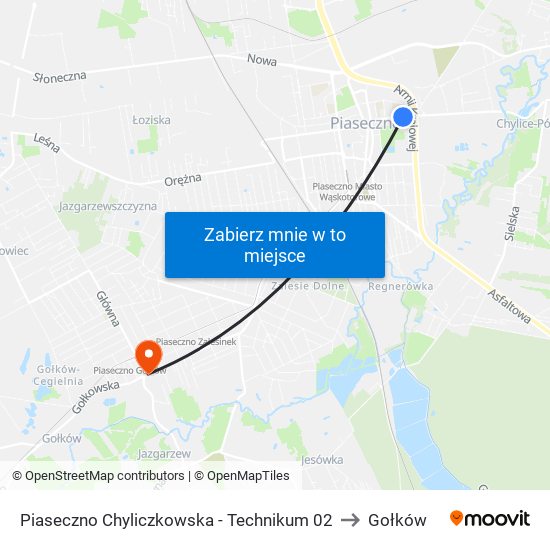 Piaseczno Chyliczkowska - Technikum 02 to Gołków map