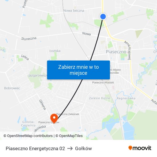 Piaseczno Energetyczna to Gołków map