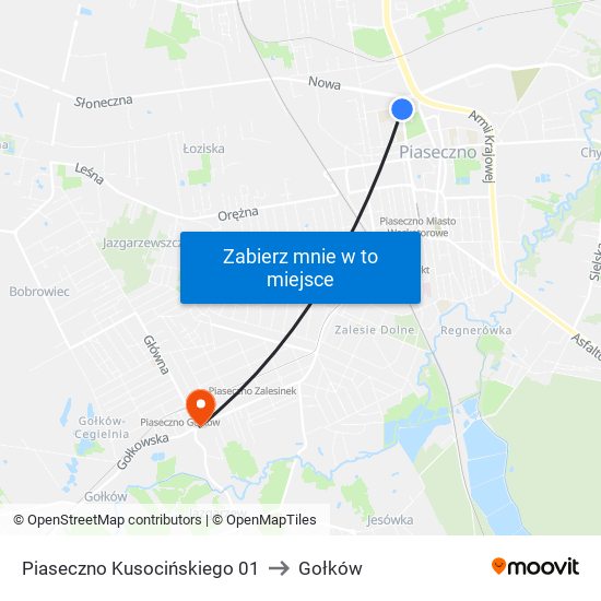 Piaseczno Kusocińskiego 01 to Gołków map