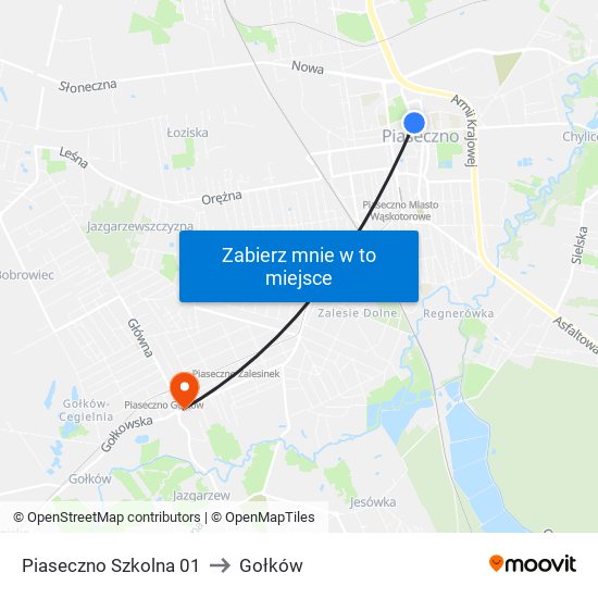 Piaseczno Szkolna 01 to Gołków map