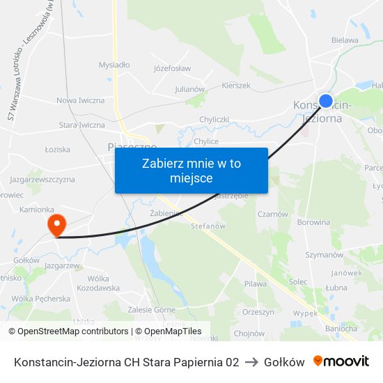 Konstancin-Jeziorna CH Stara Papiernia 02 to Gołków map