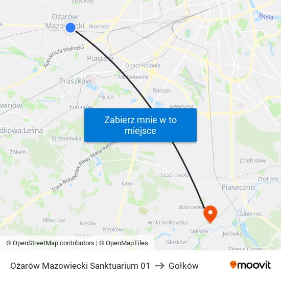 Ożarów Mazowiecki Sanktuarium to Gołków map