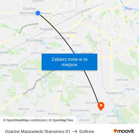 Ożarów Mazowiecki Starostwo 01 to Gołków map