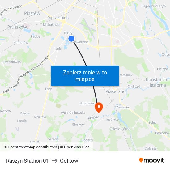 Raszyn Stadion 01 to Gołków map