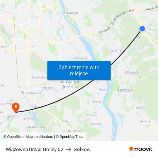 Wiązowna Urząd Gminy 02 to Gołków map