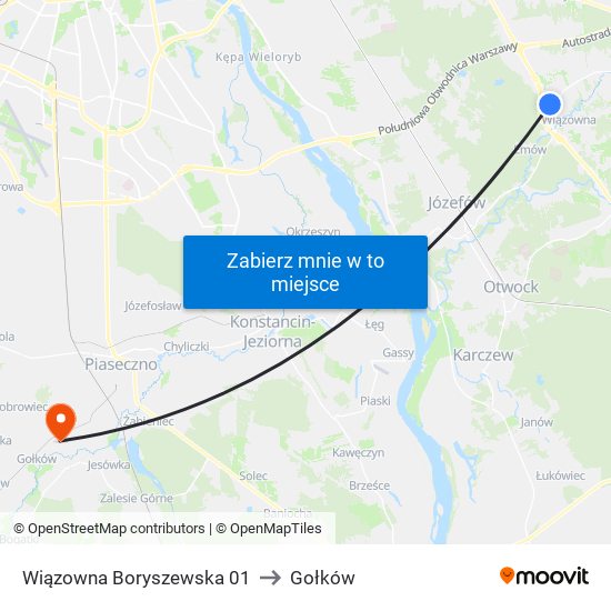 Wiązowna Boryszewska 01 to Gołków map