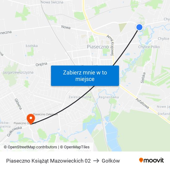 Piaseczno Książąt Mazowieckich 02 to Gołków map