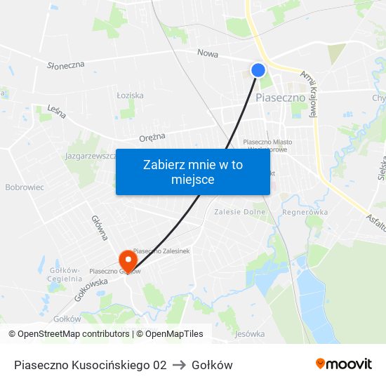 Piaseczno Kusocińskiego 02 to Gołków map