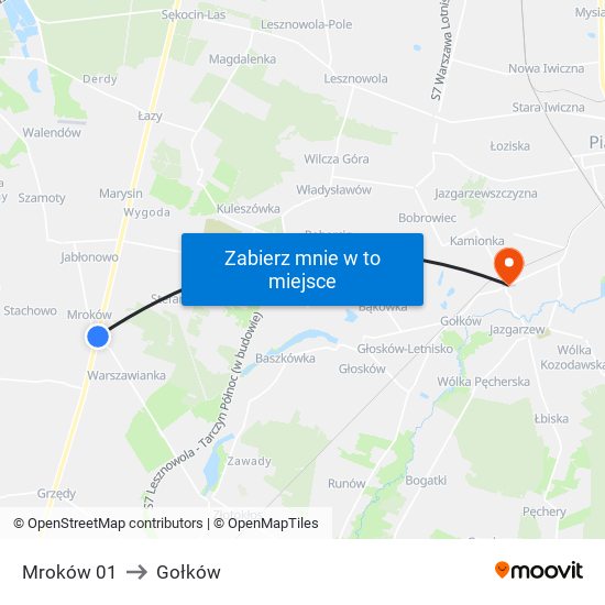 Mroków 01 to Gołków map