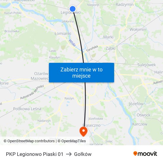 PKP Legionowo Piaski 01 to Gołków map