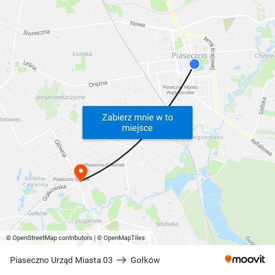 Piaseczno Urząd Miasta 03 to Gołków map