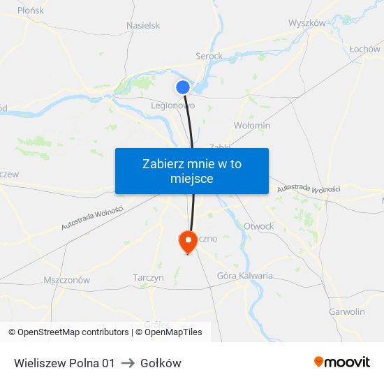 Wieliszew Polna 01 to Gołków map