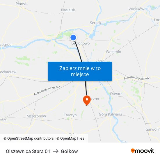 Olszewnica Stara to Gołków map