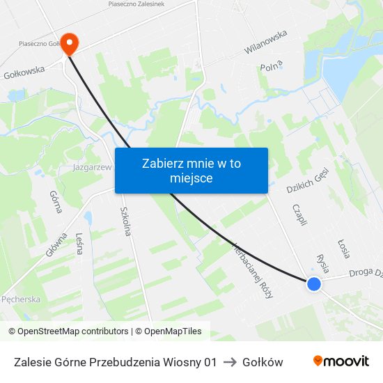 Zalesie Górne Przebudzenia Wiosny to Gołków map