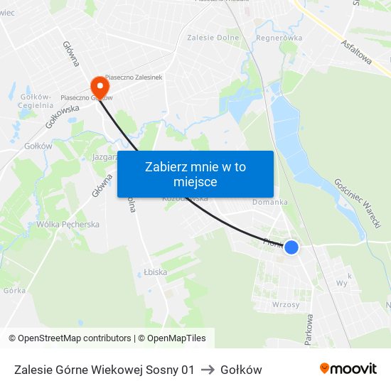 Zalesie Górne Wiekowej Sosny 01 to Gołków map