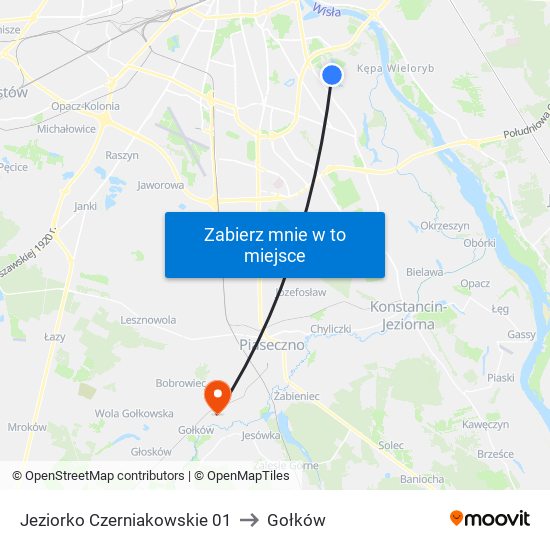 Jeziorko Czerniakowskie 01 to Gołków map