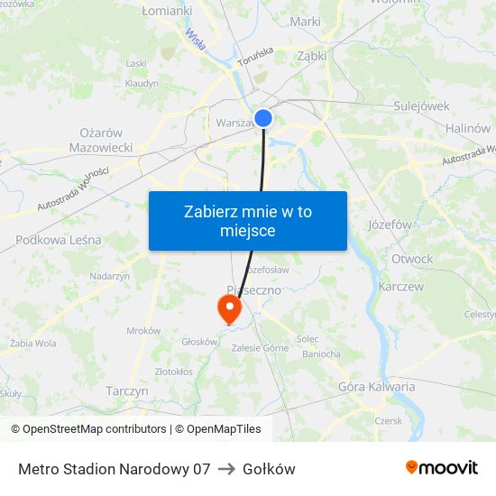 Metro Stadion Narodowy 07 to Gołków map