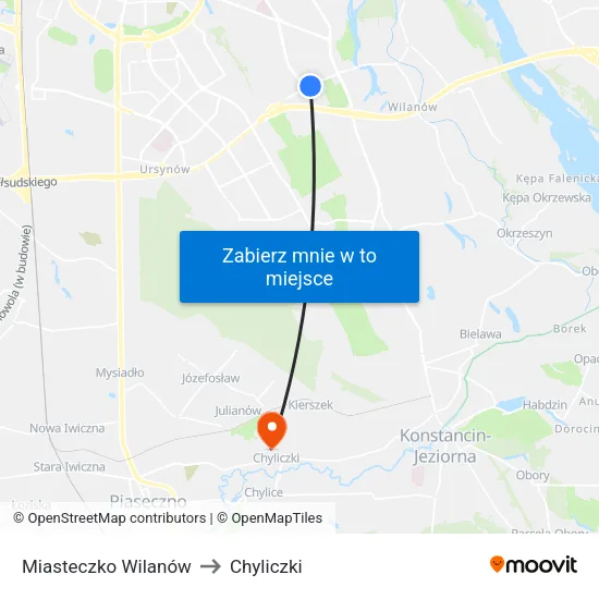 Miasteczko Wilanów to Chyliczki map