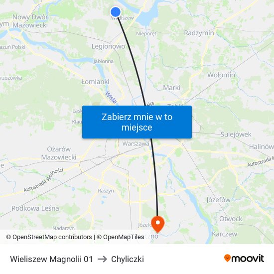 Wieliszew Magnolii 01 to Chyliczki map