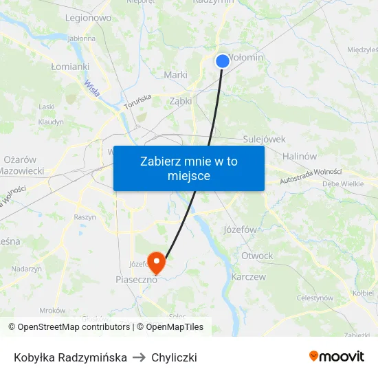 Kobyłka Radzymińska to Chyliczki map