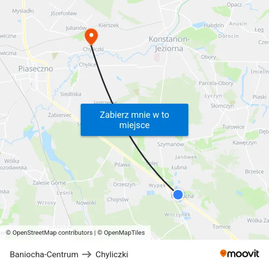 Baniocha - Centrum to Chyliczki map