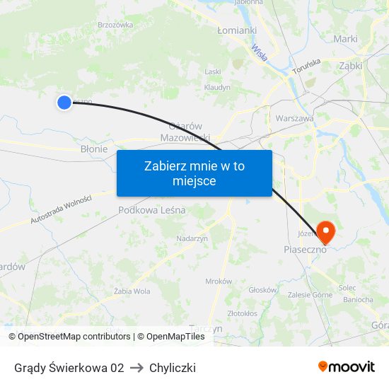 Grądy Świerkowa 02 to Chyliczki map