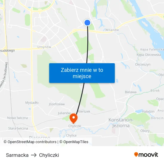 Sarmacka to Chyliczki map
