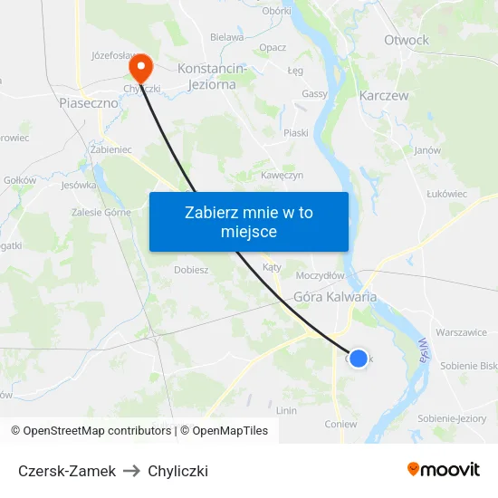 Czersk - Zamek to Chyliczki map