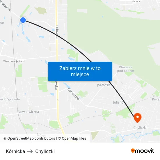 Kórnicka to Chyliczki map