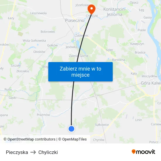 Pieczyska to Chyliczki map