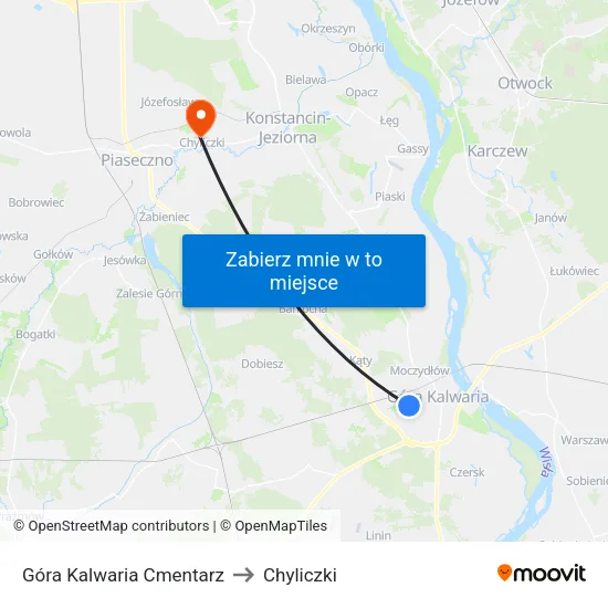 Góra Kalwaria Cmentarz to Chyliczki map