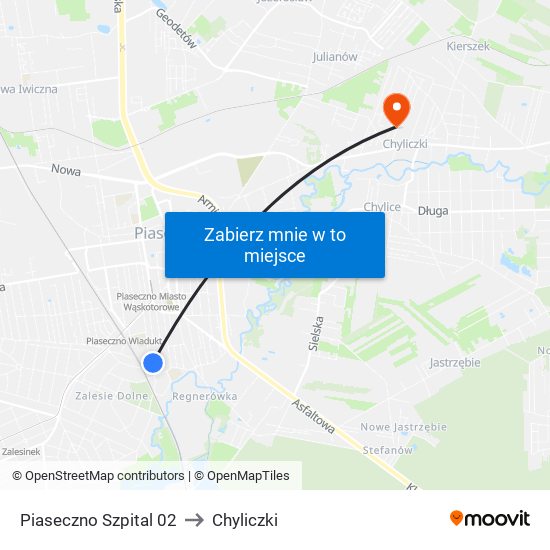 Piaseczno Szpital 02 to Chyliczki map
